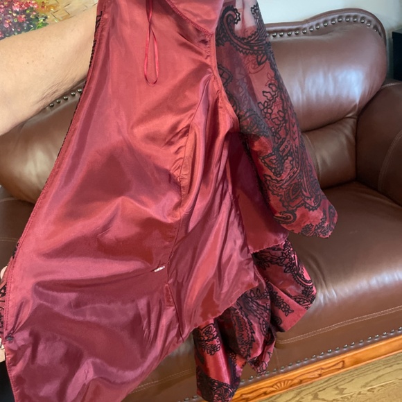 Sparkling Lined Crimson Red with Velvet Appliqués Party Jacket - Picture 7 of 10